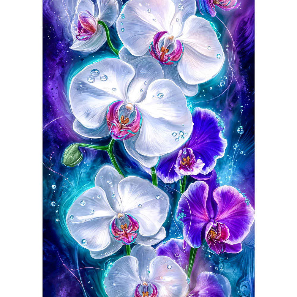 5D Diamond Painting – Orchideen im Licht der Tiefe, Unique-Diamond