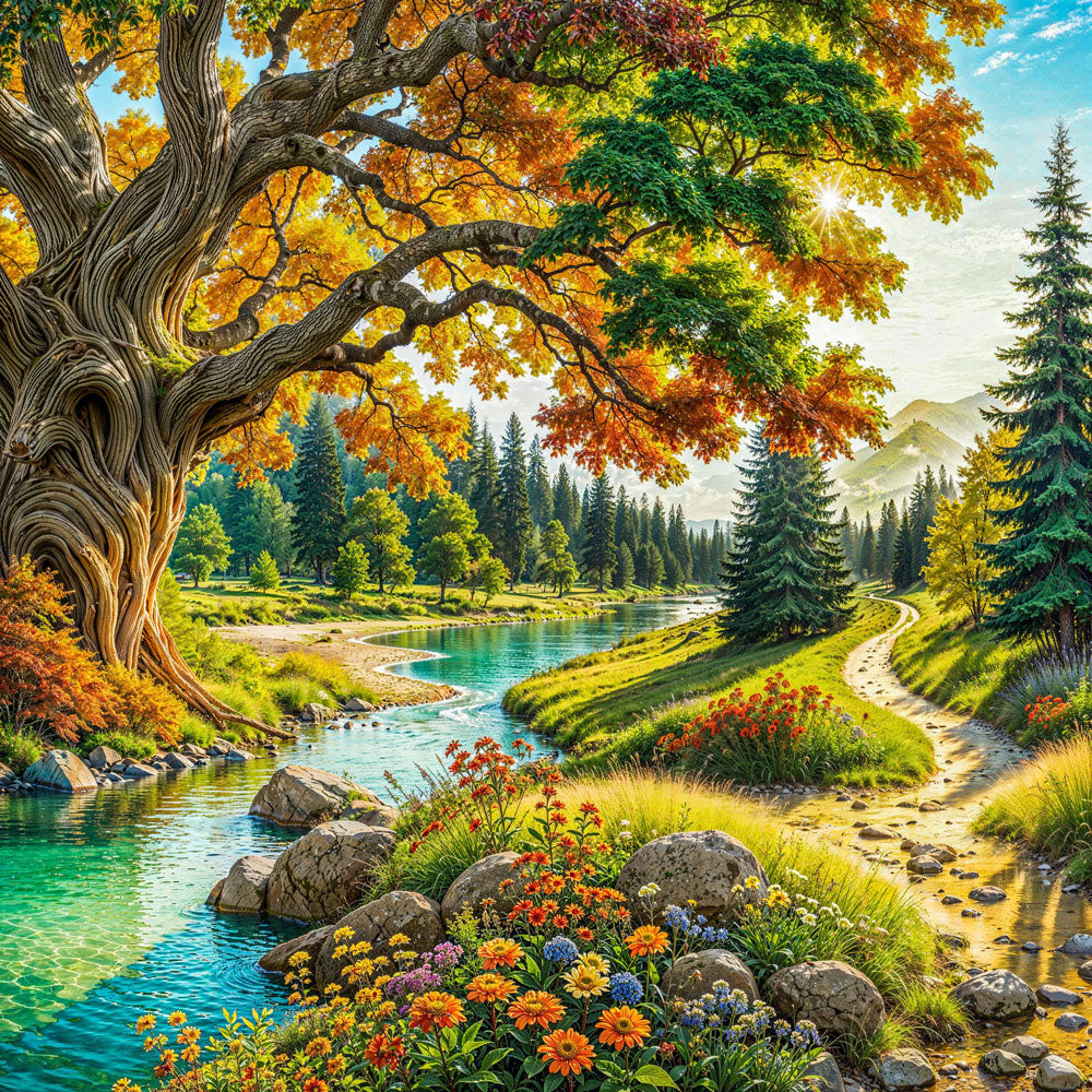 5D Diamond Painting – Pfad der Jahreszeiten, Unique-Diamond