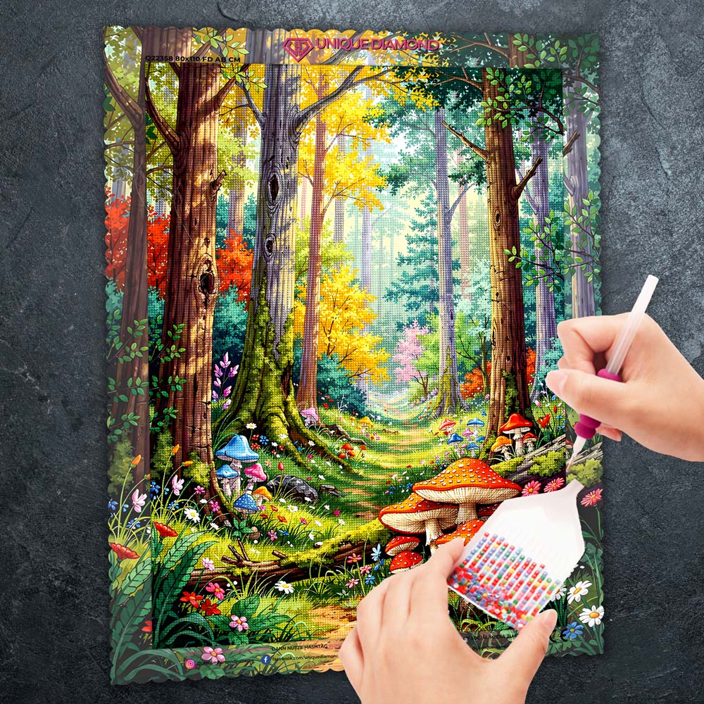 5D Diamond Painting – Pfad der Zauberpilze