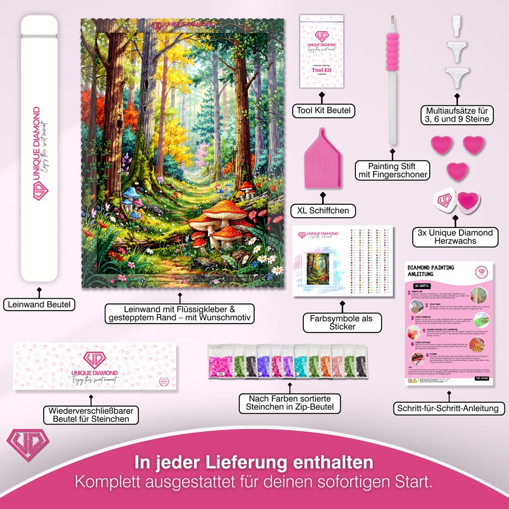 5D Diamond Painting – Pfad der Zauberpilze