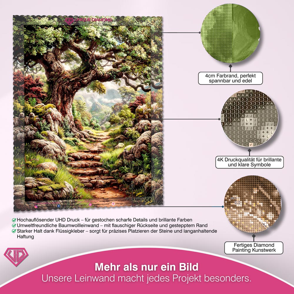 5D Diamond Painting – Pfad des alten Baums Unique-Diamond