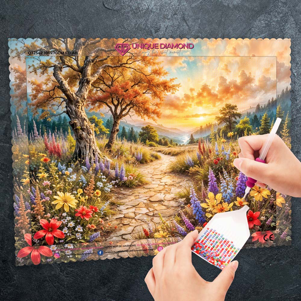 5D Diamond Painting – Pfad ins Abendgold Unique-Diamond