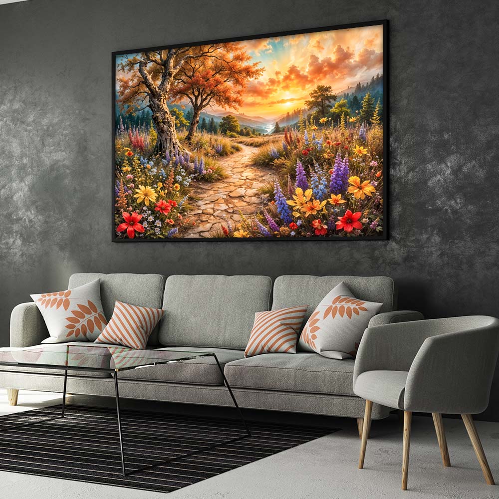 5D Diamond Painting – Pfad ins Abendgold Unique-Diamond