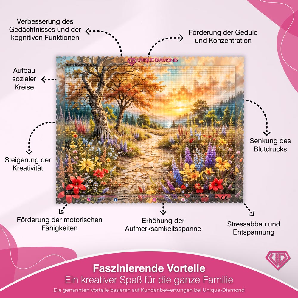 5D Diamond Painting – Pfad ins Abendgold Unique-Diamond