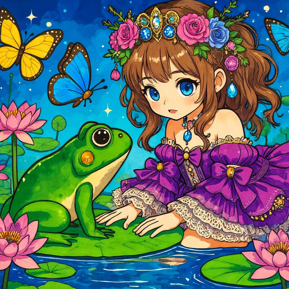 5D Diamond Painting – Prinzessin Lilia und der Froschkönig Unique-Diamond