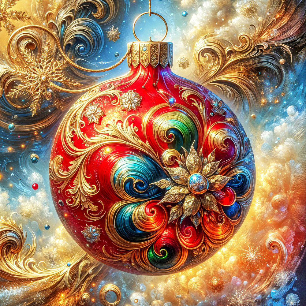 5D Diamond Painting – Prunkvolle Weihnachtskugel im Barockstil, Unique-Diamond