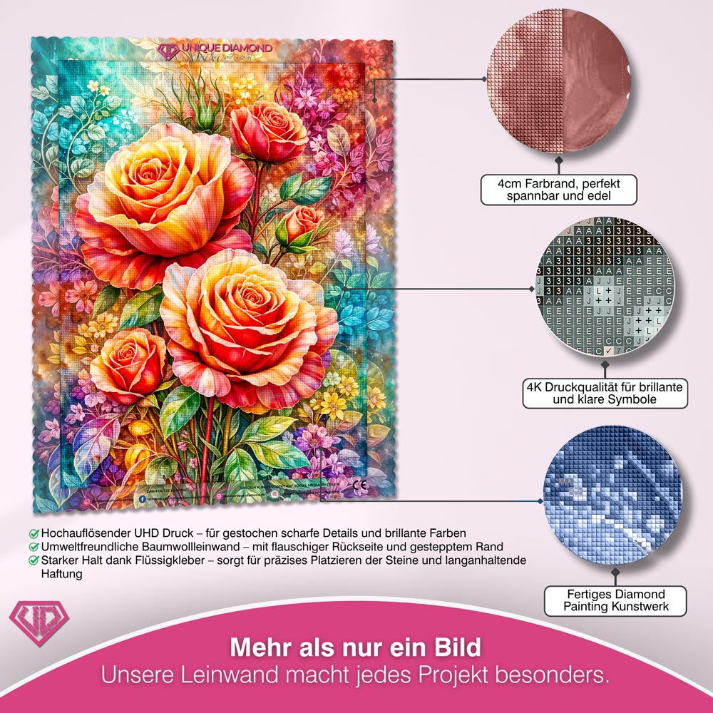 5D Diamond Painting – Radiant Rose Bouquet