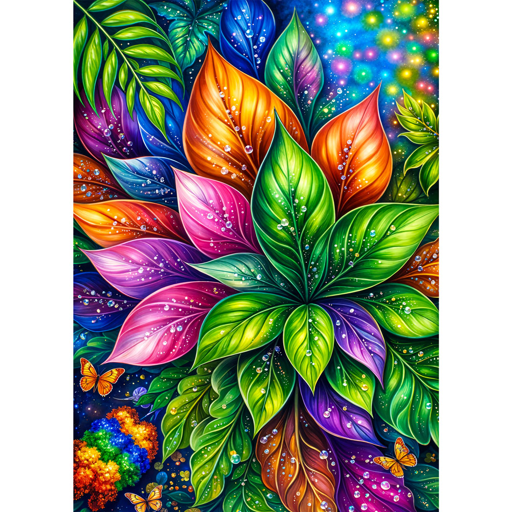 5D Diamond Painting – Rainbow Leaves | Unique Diamond