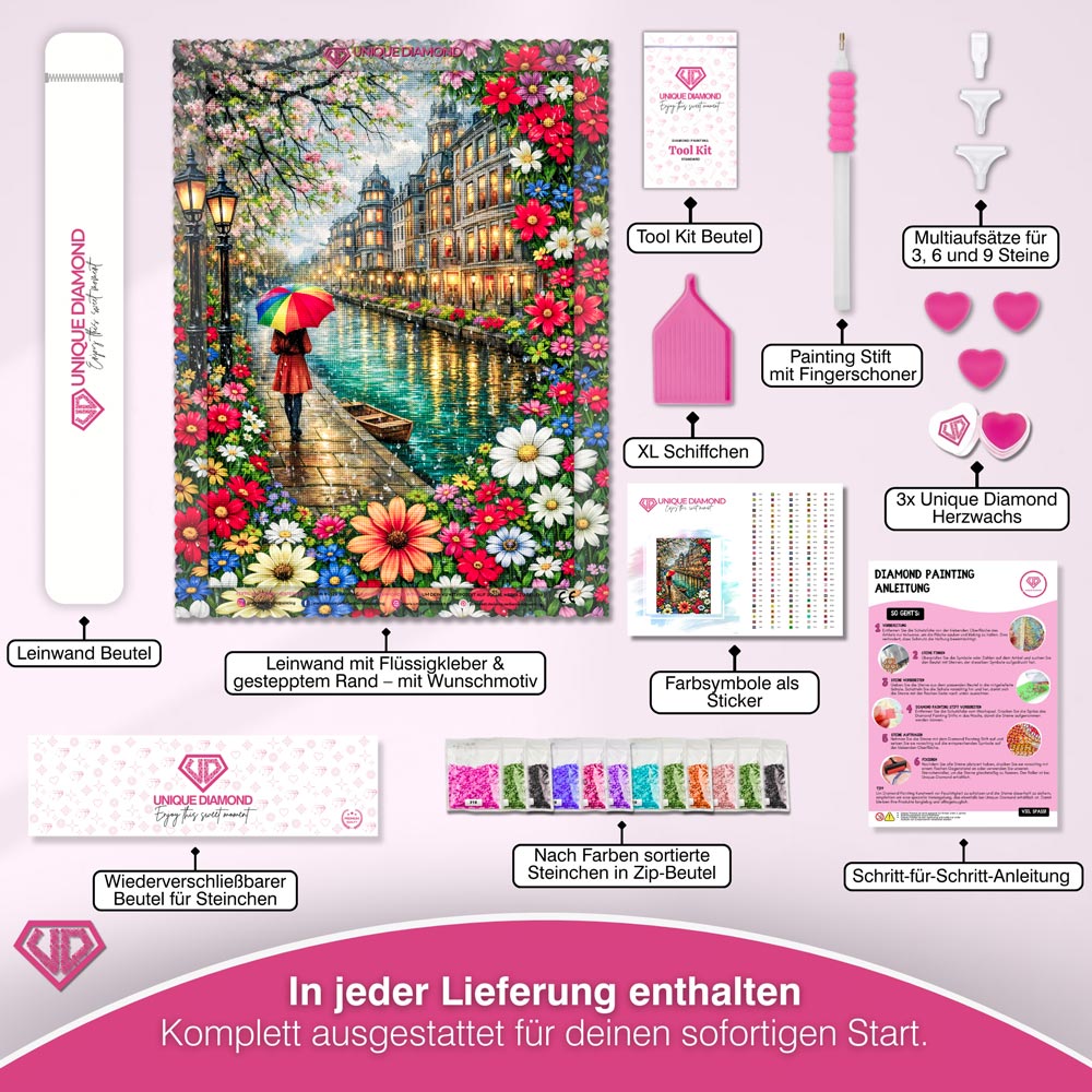 5D Diamond Painting – Rainbow Umbrella City