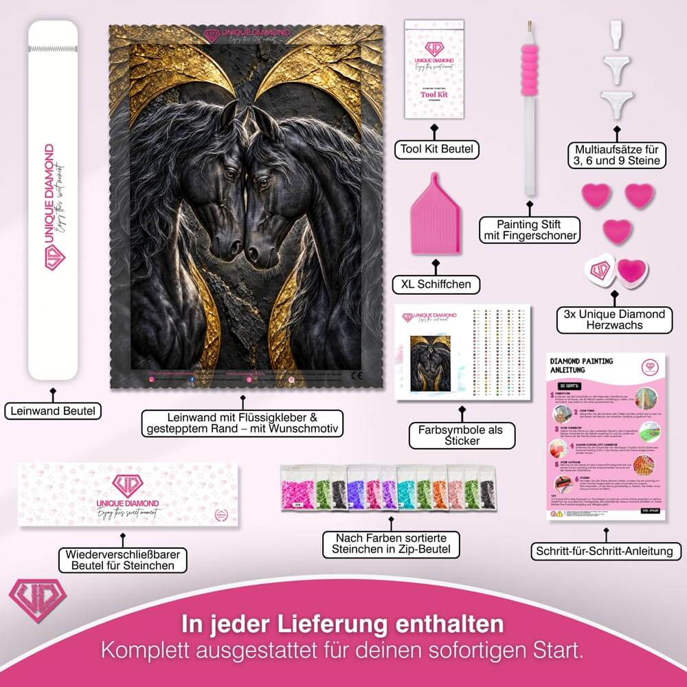 5D Diamond Painting – Rappen im goldenen Herzen
