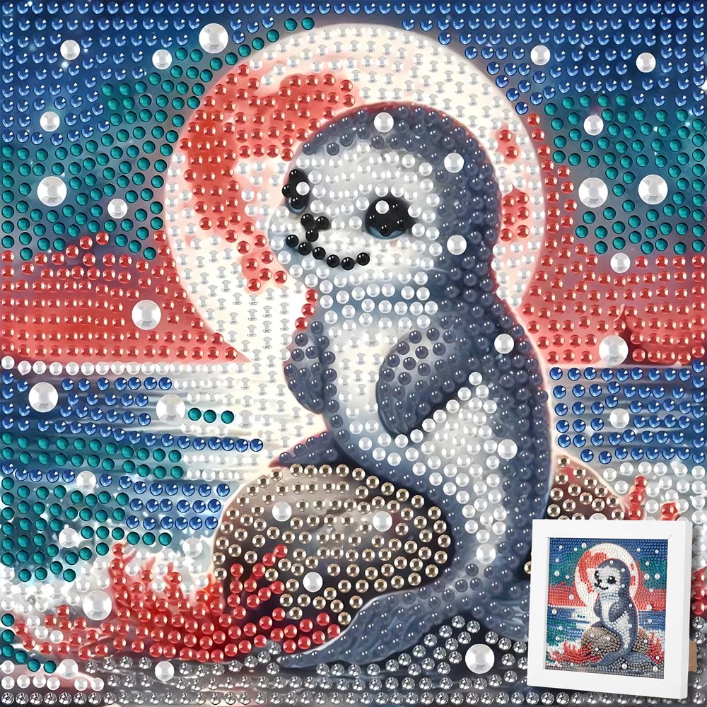 5D Diamond Painting – Robbe Luna im Polarlicht, Unique-Diamond