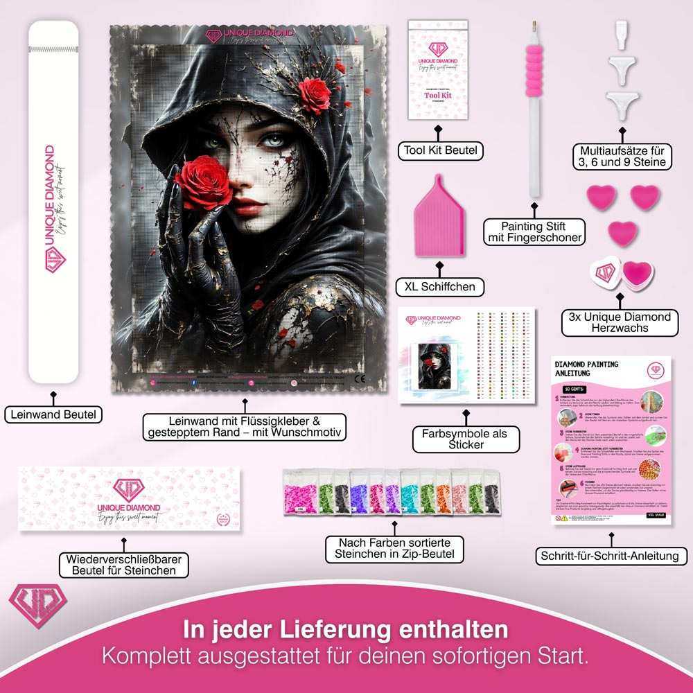 5D Diamond Painting – Rose of Shadows Unique-Diamond