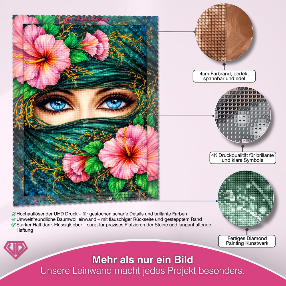 5D Diamond Painting – Samira Schleier der Hibiskusmagie