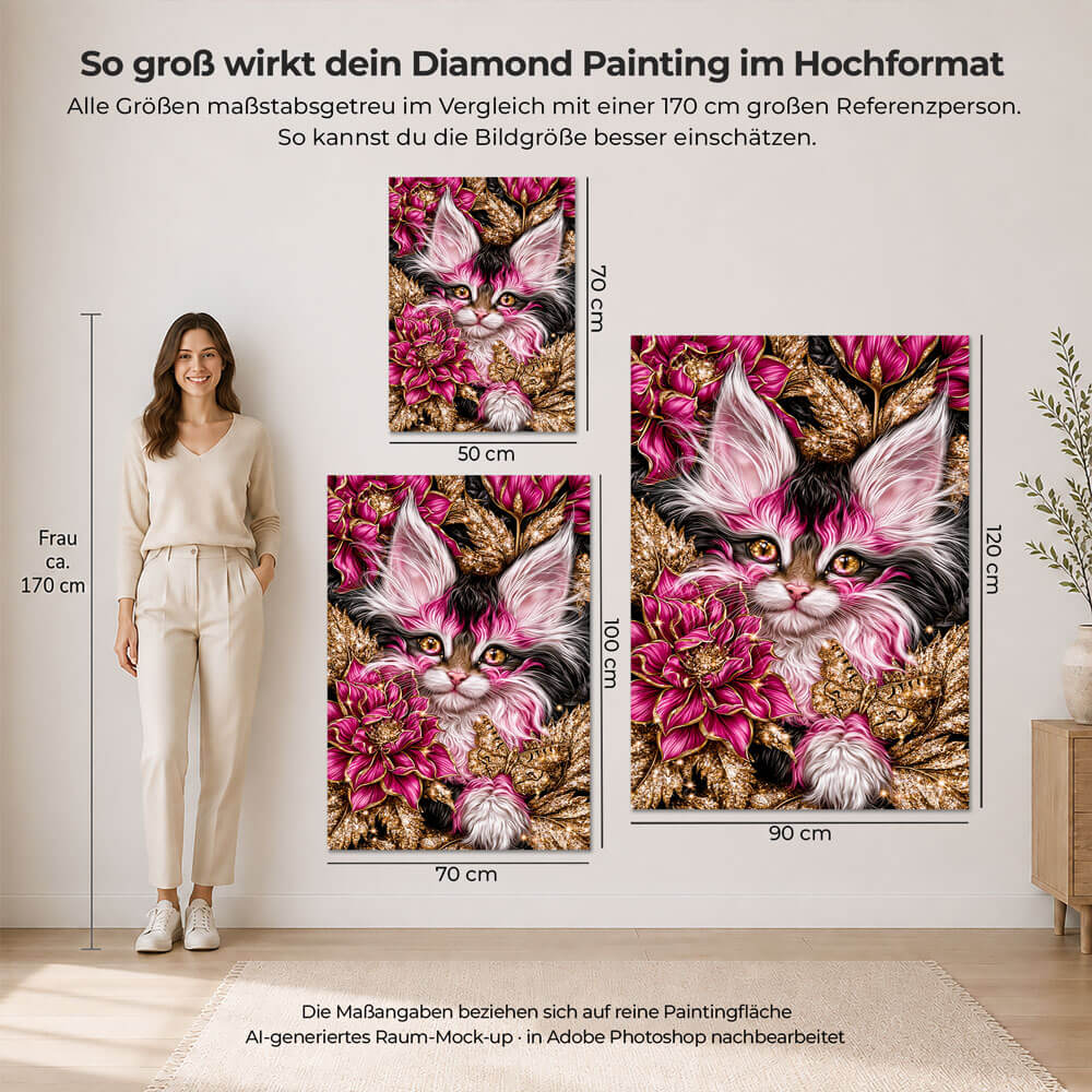 5D Diamond Painting – Samtpfote im Blütenjuwel