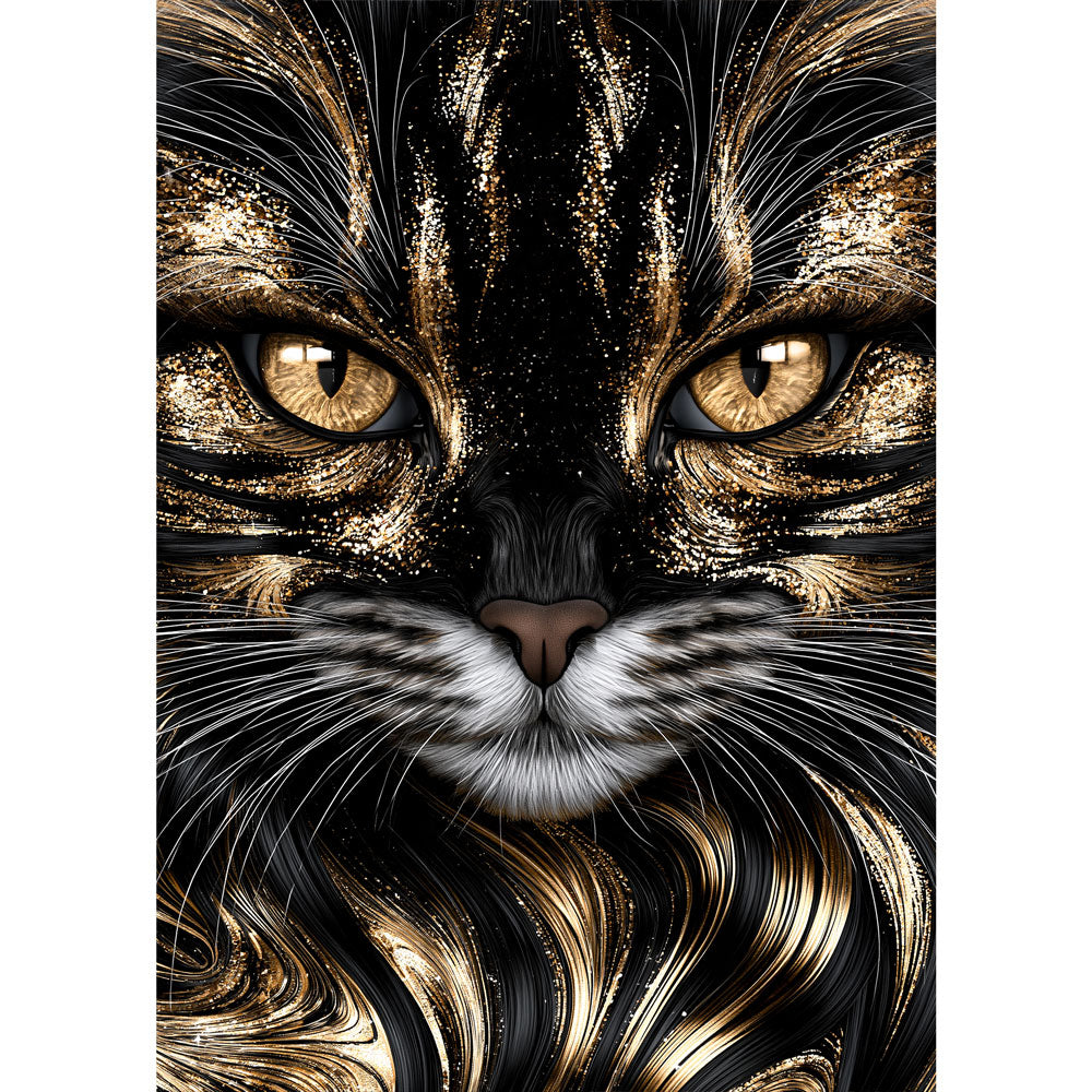 5D Diamond Painting – Samtpfote im Goldschimmer | Unique Diamond

