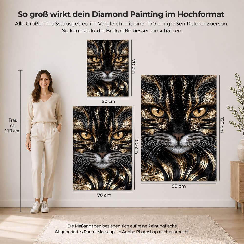 5D Diamond Painting – Samtpfote im Goldschimmer