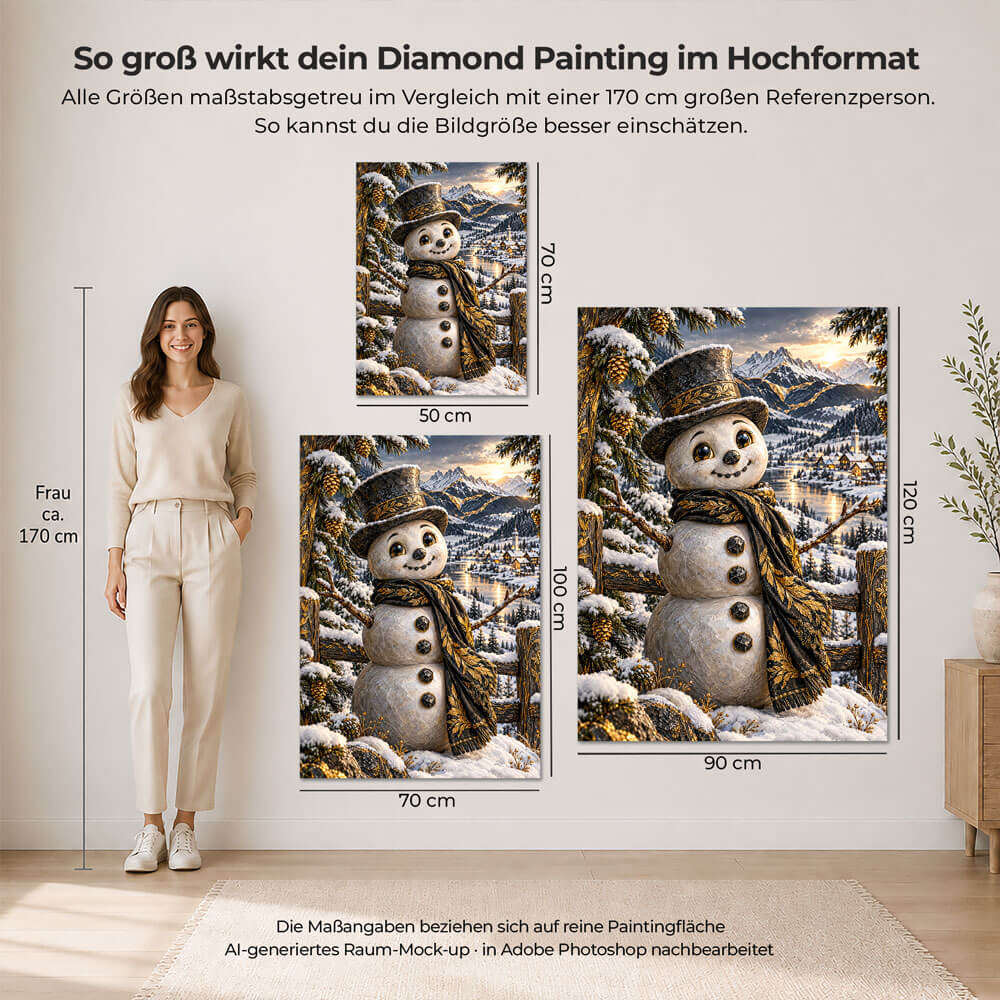 5D Diamond Painting – Schneemann im Alpengold