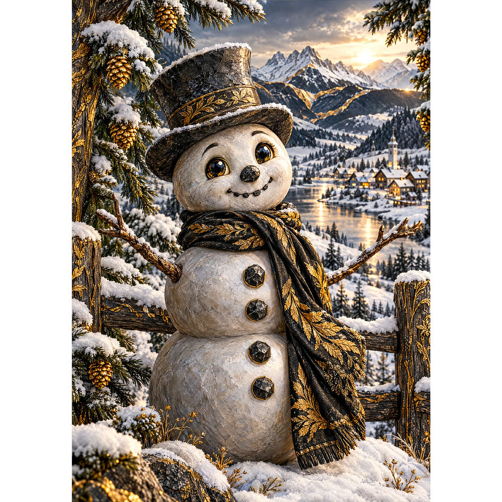 5D Diamond Painting – Schneemann im Alpengold | Unique Diamond