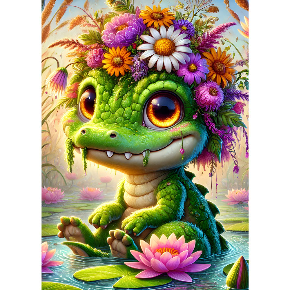 5D Diamond Painting – Seerosenprinz Kroko, Unique-Diamond