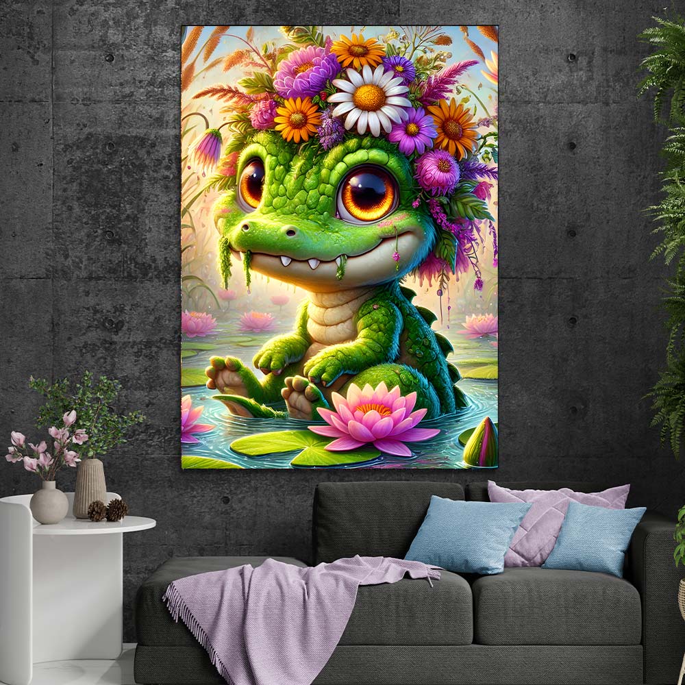 5D Diamond Painting – Seerosenprinz Kroko, Unique-Diamond