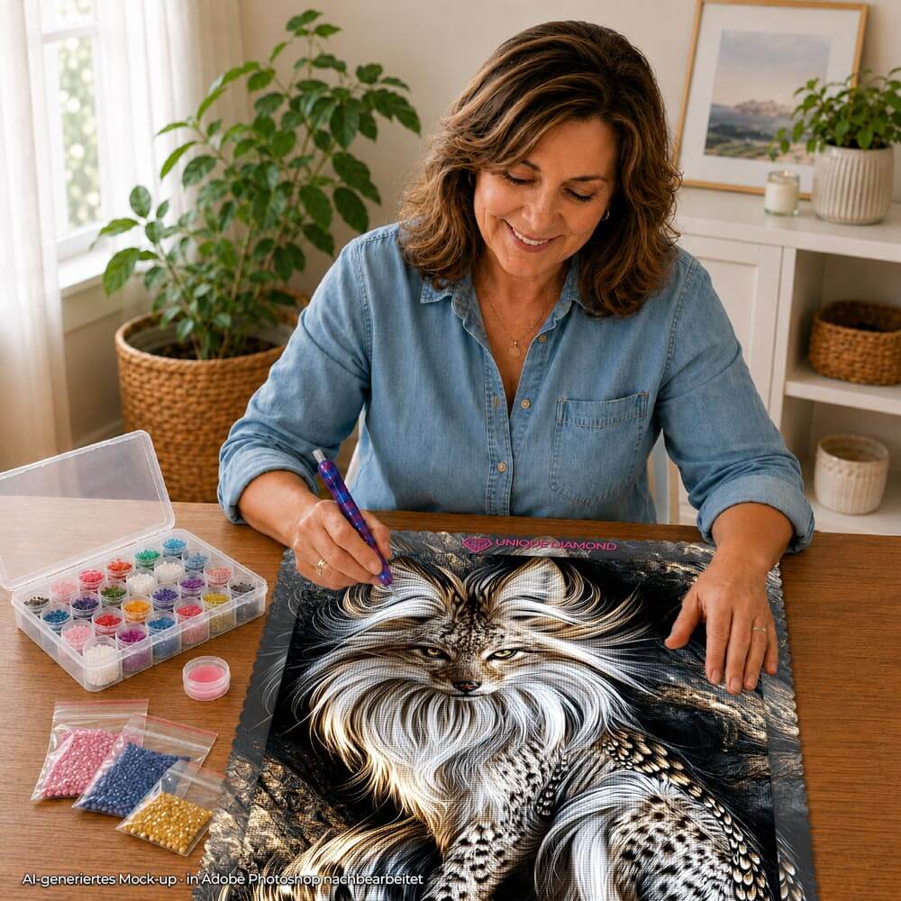 5D Diamond Painting – Silberfuchs der Nachtfelsen