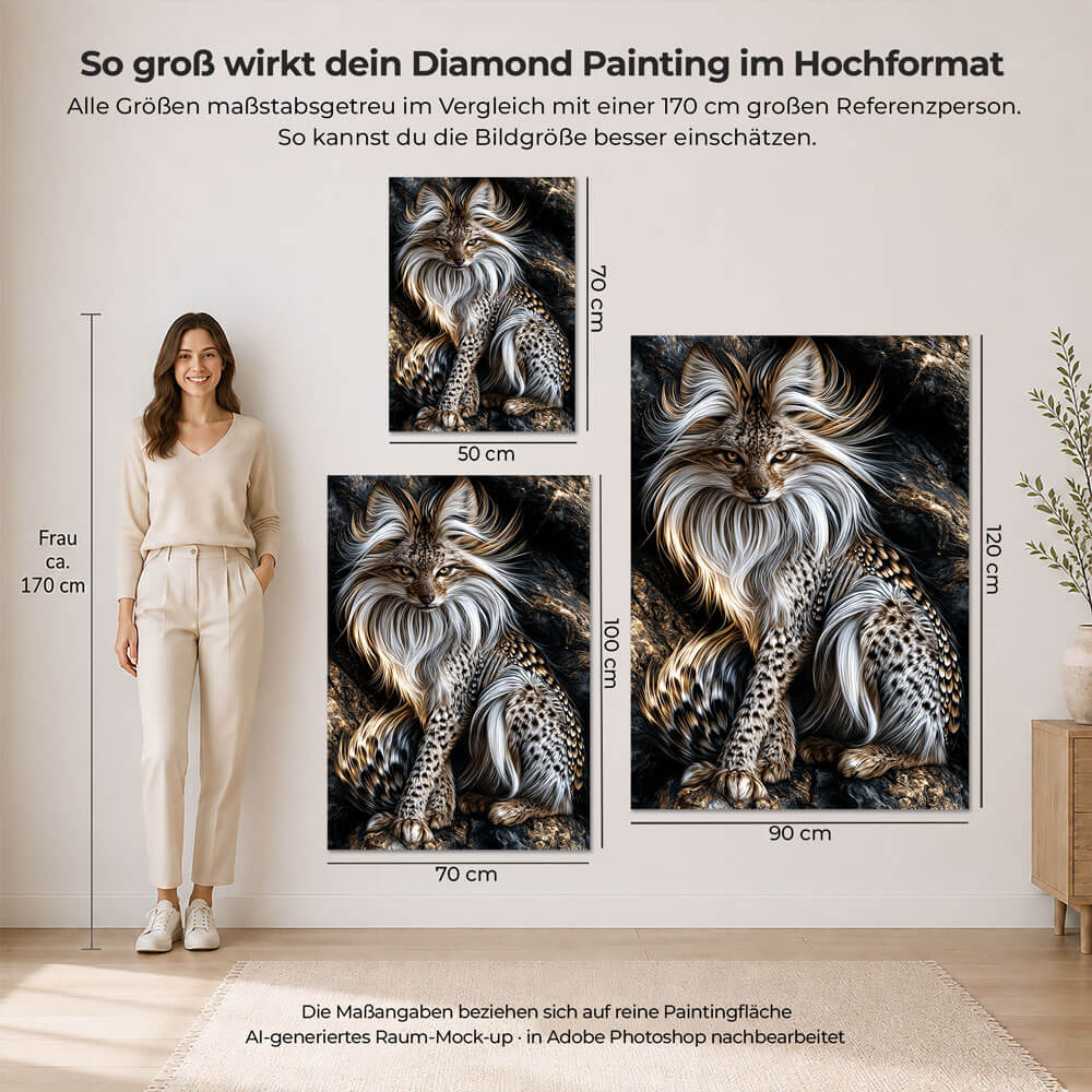 5D Diamond Painting – Silberfuchs der Nachtfelsen