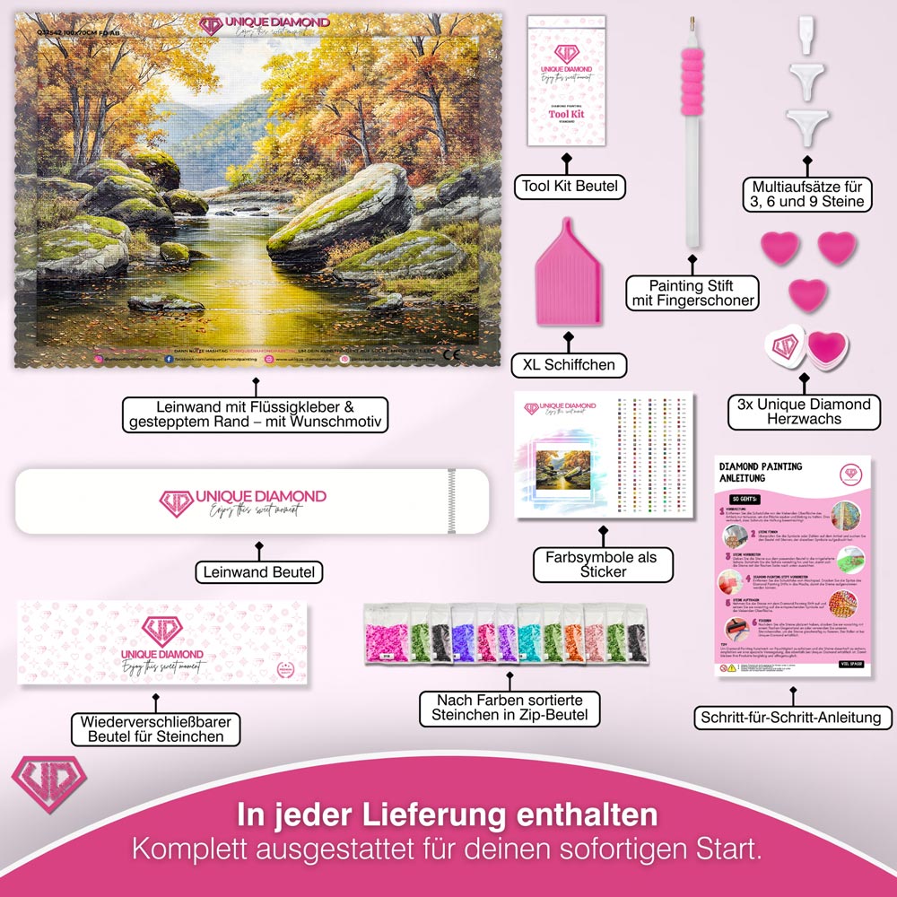 5D Diamond Painting – Sonnenkuss im Herbsttal Unique-Diamond