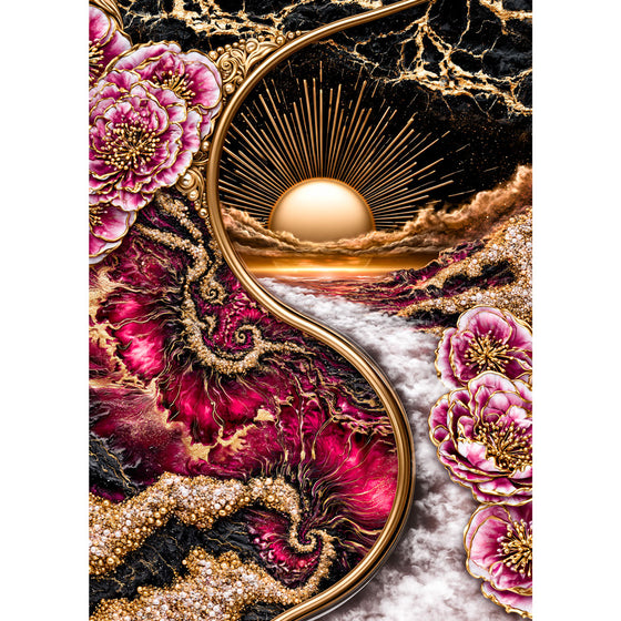 5D Diamond Painting – Sonnenportal der Rubinblüten | Unique Diamond
