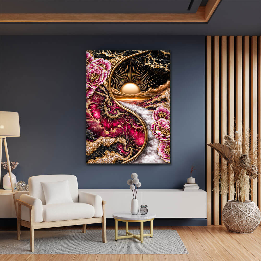 5D Diamond Painting – Sonnenportal der Rubinblüten