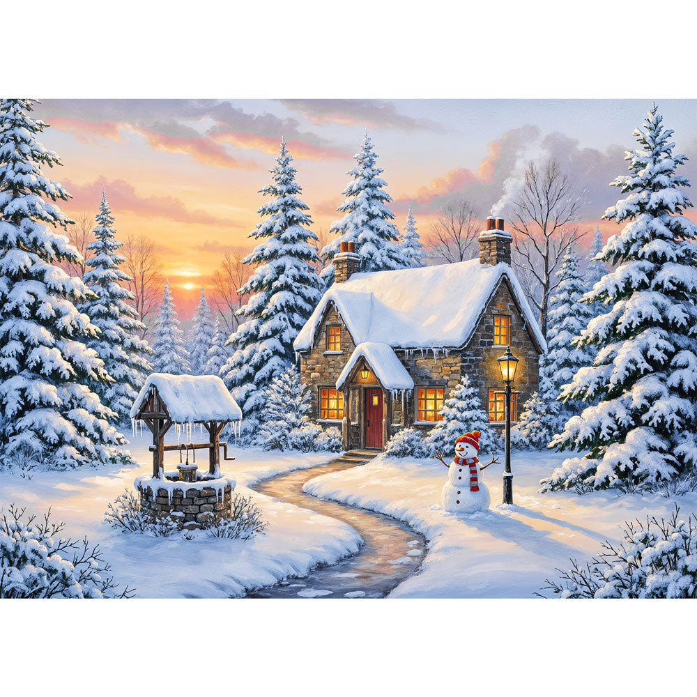 5D Diamond Painting – Sonnenuntergang im Winterwald Unique-Diamond