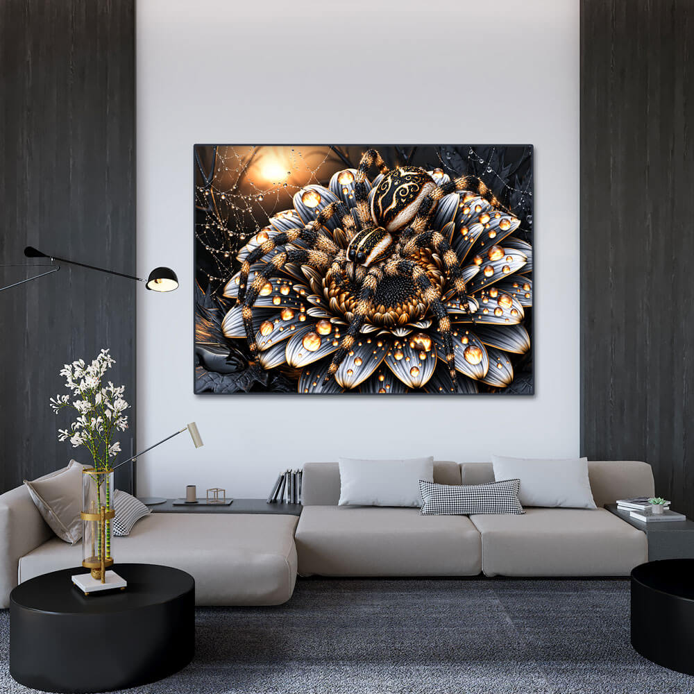 5D Diamond Painting – Springspinne im Goldtau