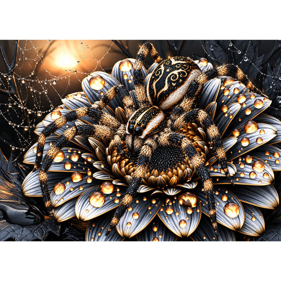 5D Diamond Painting – Springspinne im Goldtau | Unique Diamond