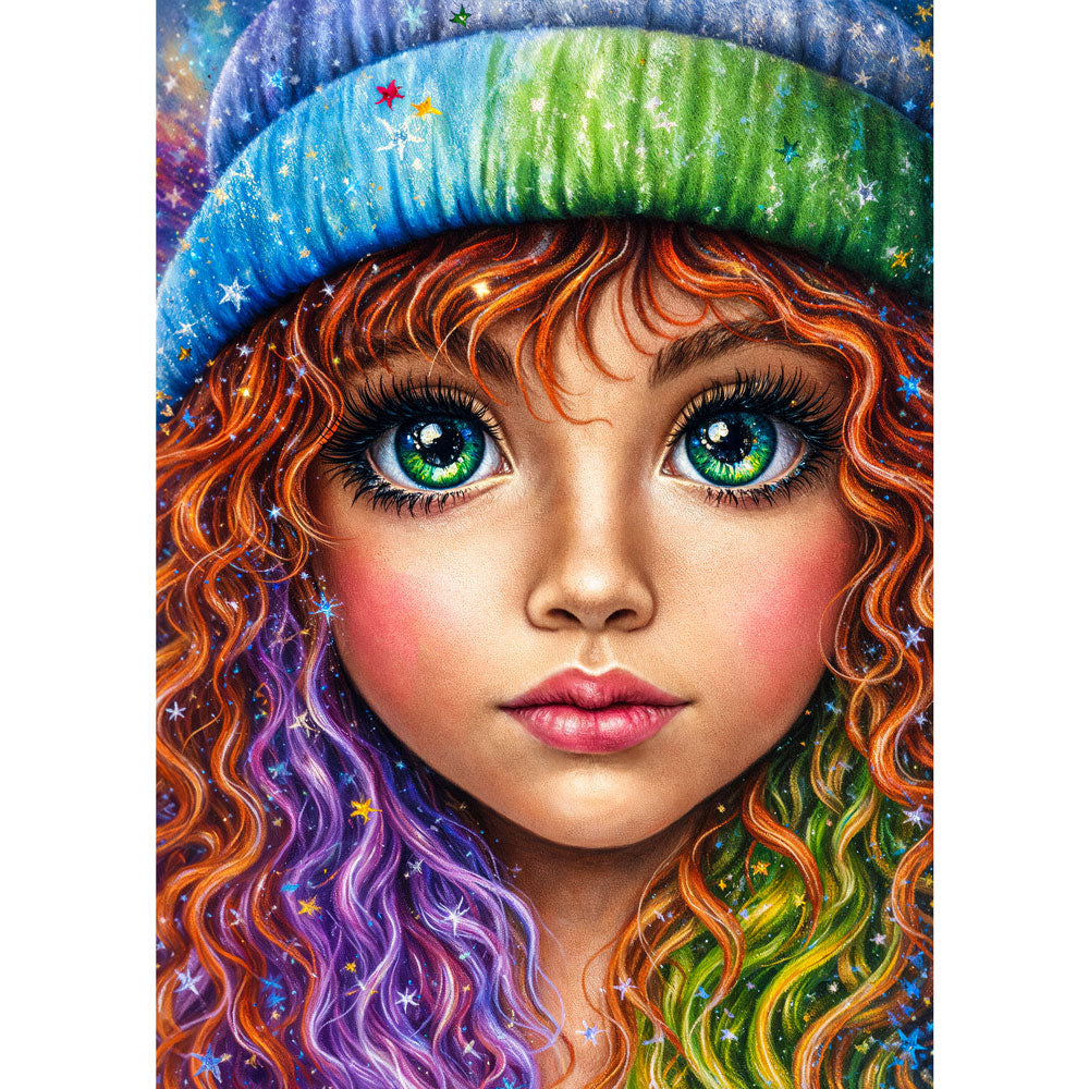 5D Diamond Painting – Sternenmädchen Livia im Farbenrausch, Unique-Diamond