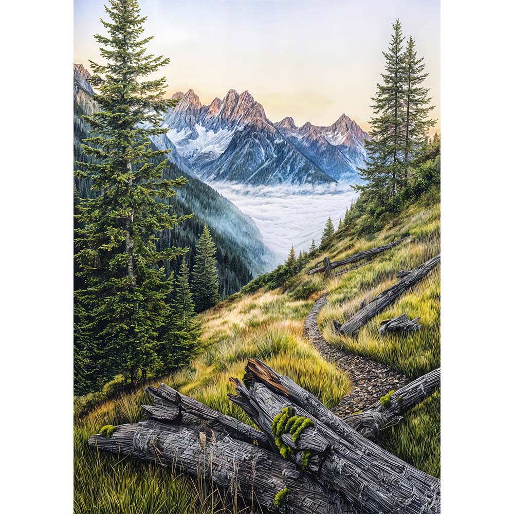 5D Diamond Painting – Stille über dem Wolkenmeer, Unique-Diamond