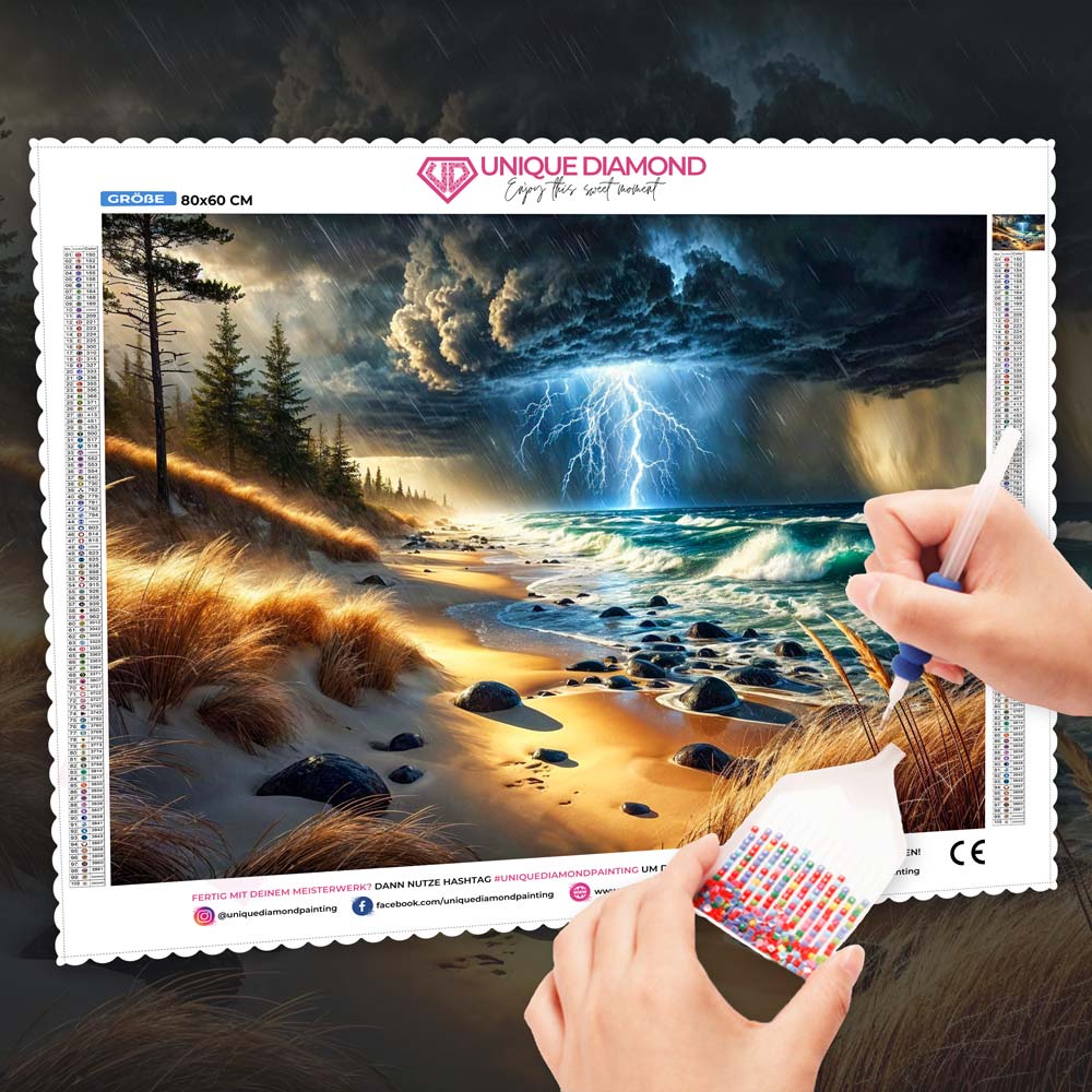 5D Diamond Painting – Sturmherz am Ozean, Unique-Diamond