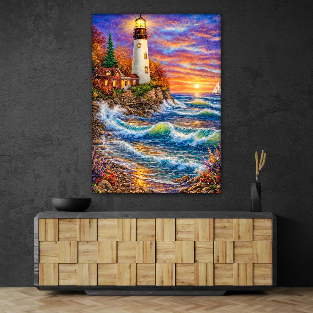 5D Diamond Painting – Sunset Lighthouse