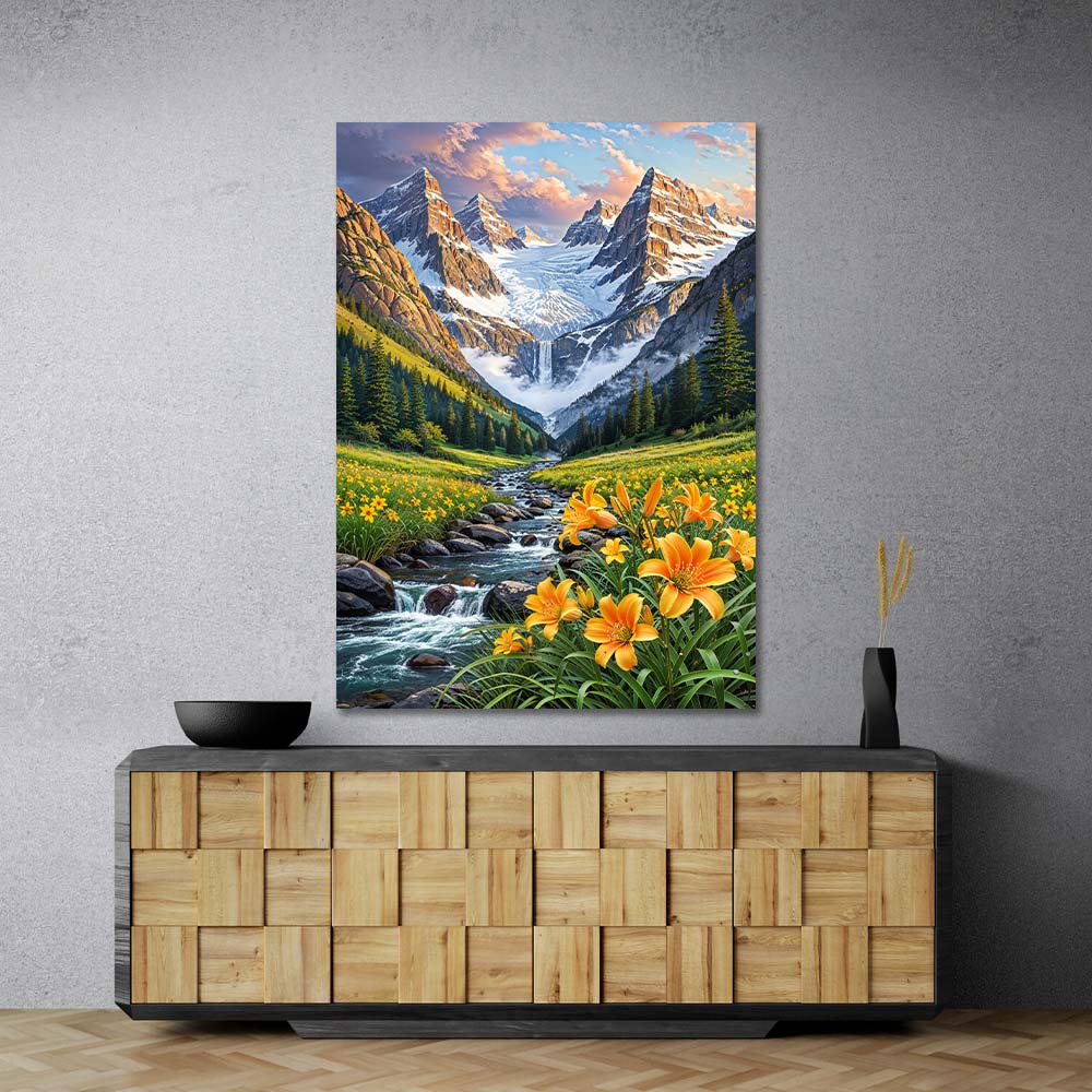 5D Diamond Painting – Tal der goldenen Lilien, Unique-Diamond