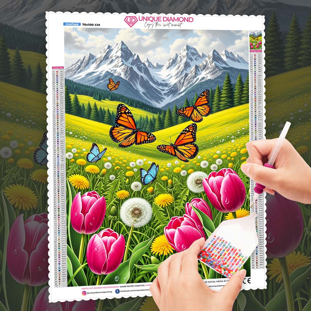 5D Diamond Painting – Tanz der Frühlingsboten, Unique-Diamond