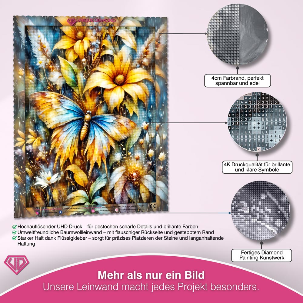 5D Diamond Painting – Tanz der Goldflügel Unique-Diamond
