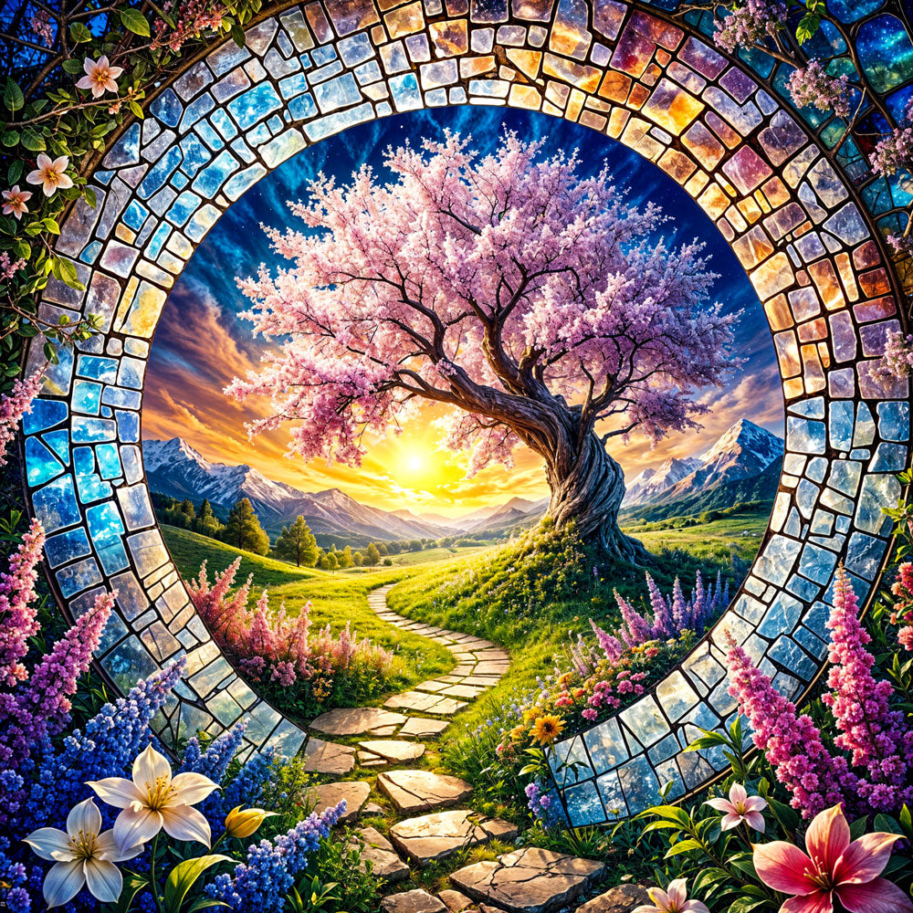 5D Diamond Painting – Tor zur Blütenwelt, Unique-Diamond
