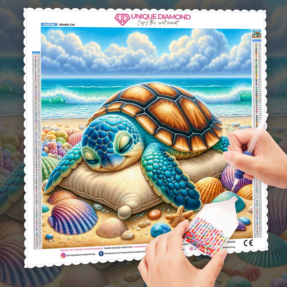 5D Diamond Painting – Träumende Schildkröte Mila, Unique-Diamond