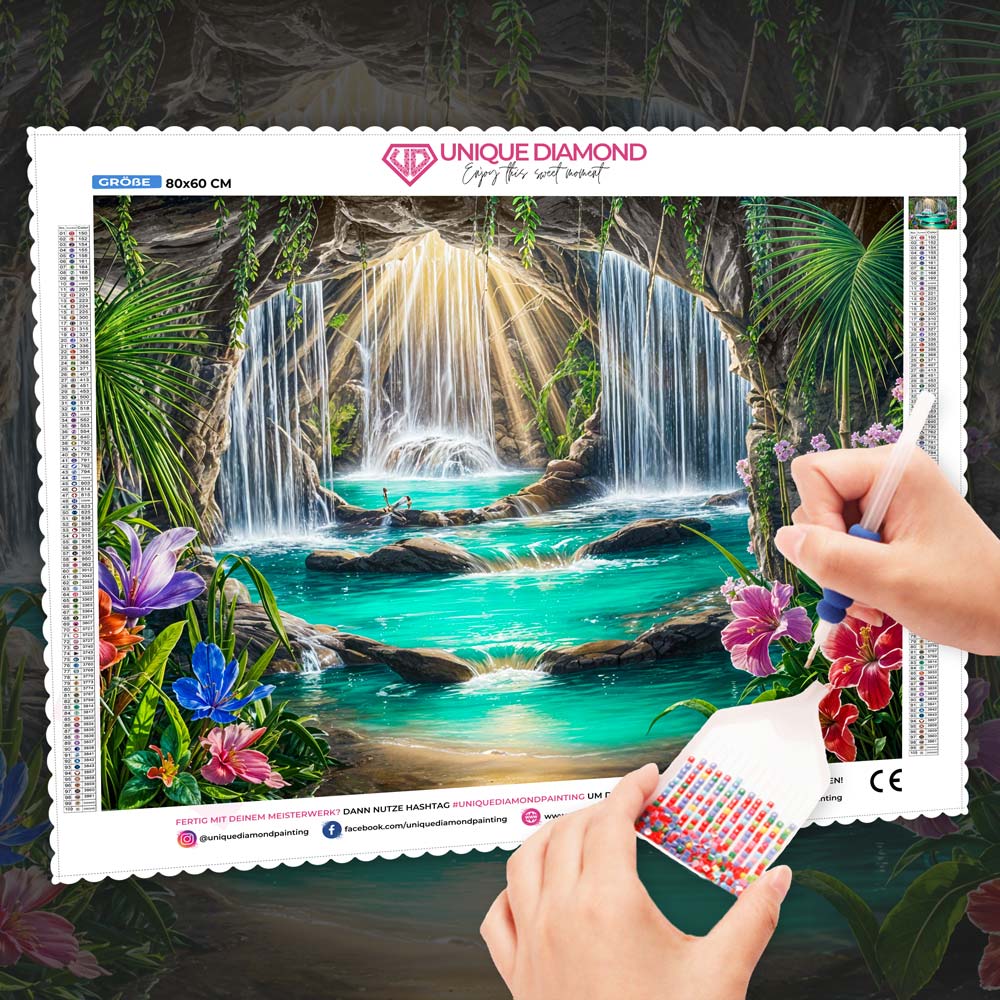 5D Diamond Painting – Tropisches Lichtparadies, Unique-Diamond
