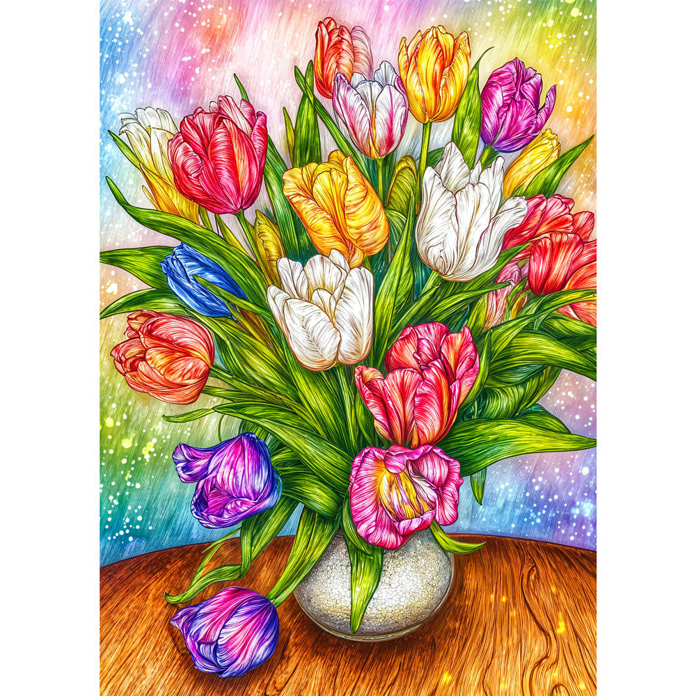 5D Diamond Painting – Tulpenpracht im Farbenzauber Unique-Diamond