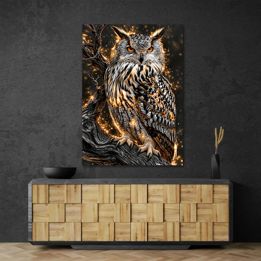 5D Diamond Painting – Uhu im goldenen Nachtzauber