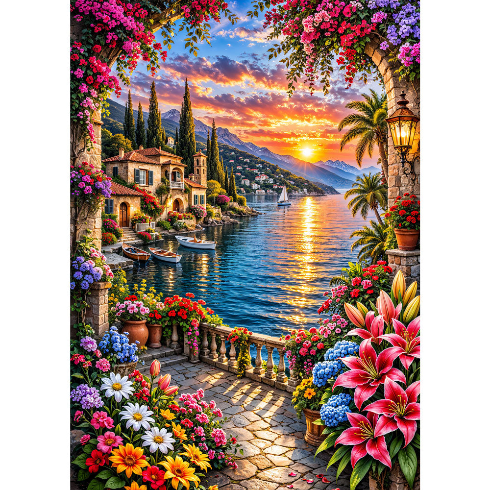 5D Diamond Painting – Valentina Sonnenzauber der Küstenvilla, Unique-Diamond