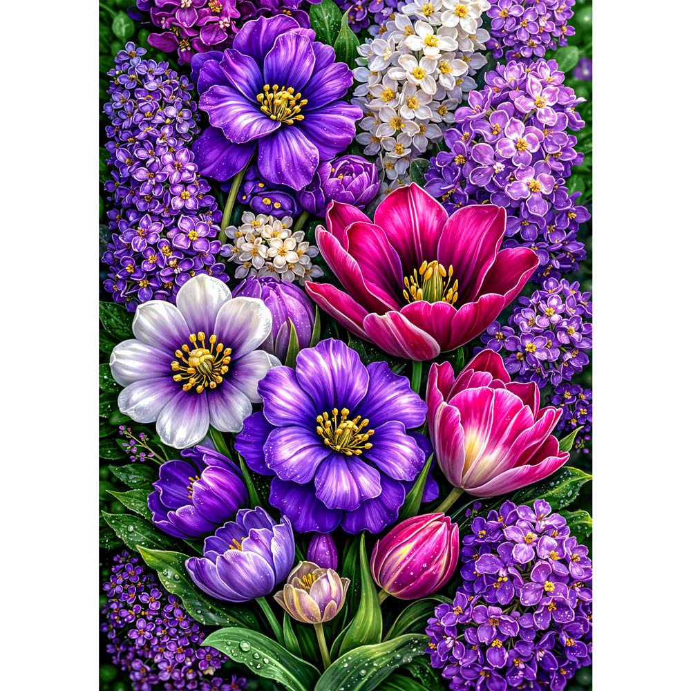 5D Diamond Painting – Violet Blossom Symphony, Unique-Diamond