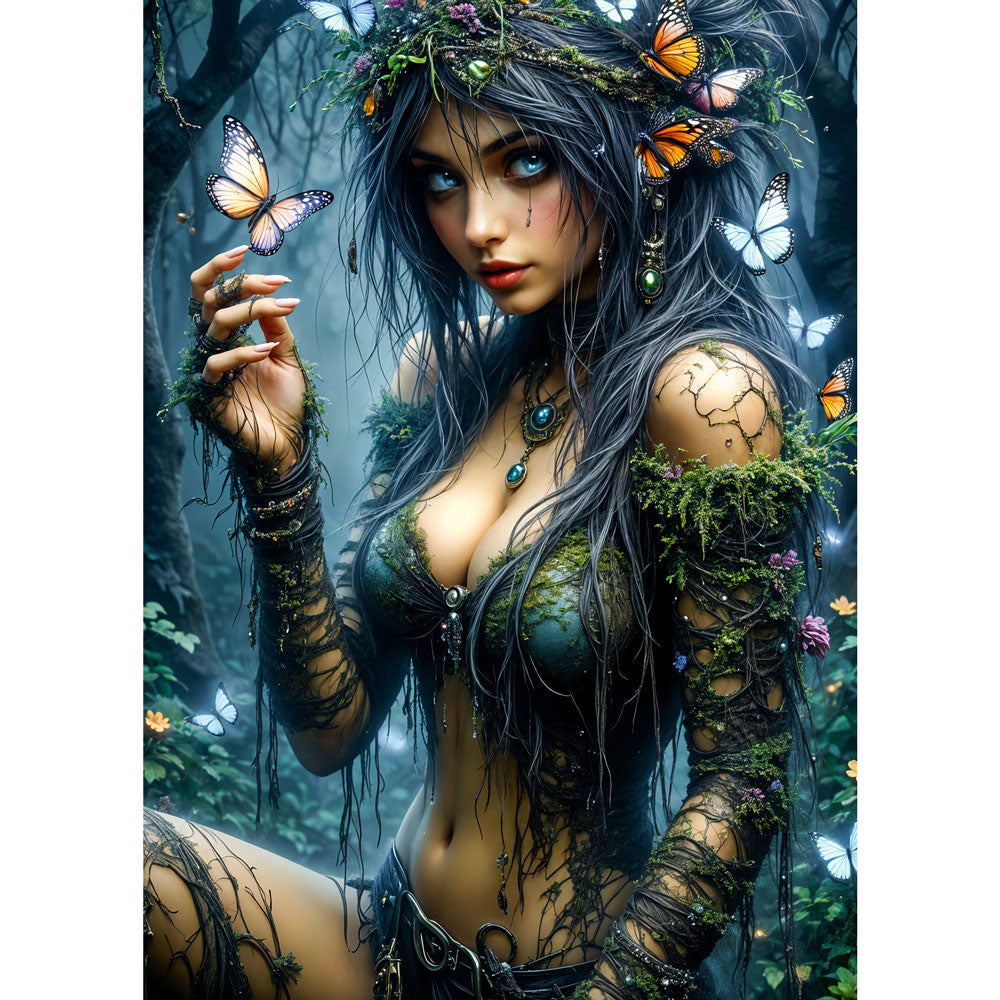5D Diamond Painting – Wächterin des Schmetterlingswaldes Unique-Diamond