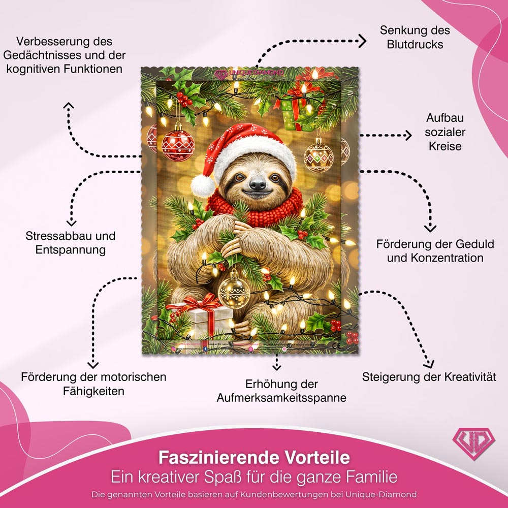 5D Diamond Painting – Weihnachts-Faultier der Freude