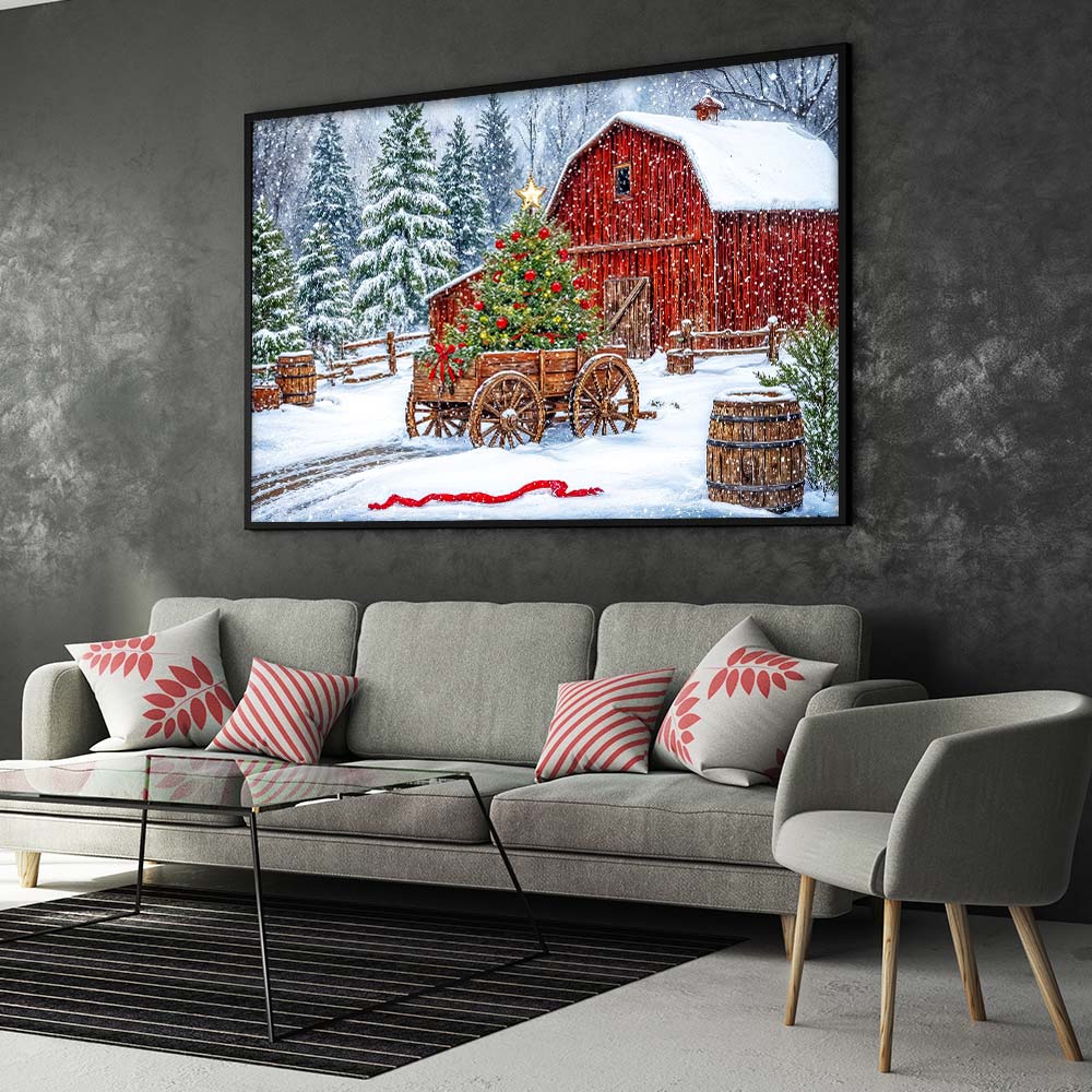 5D Diamond Painting – Weihnachtszauber auf der Farm, Unique-Diamond