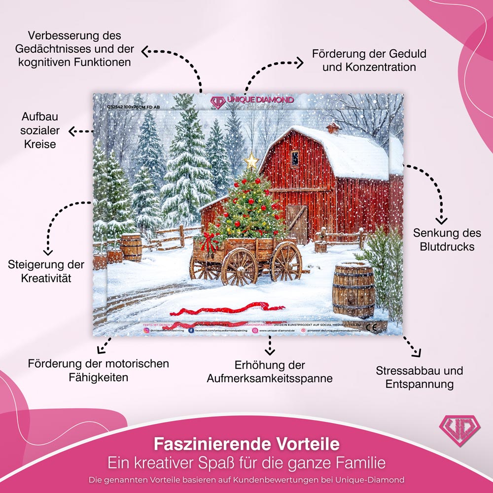 5D Diamond Painting – Weihnachtszauber auf der Farm, Unique-Diamond